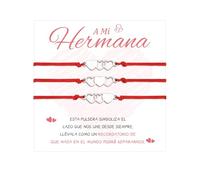 CheersLife Regalo Hermana Cumpleaños Regalo para mi Hermana - 3 Pulsera Hermanas Regalos Mejor Amiga - Pulsera Corazón Regalos Original Navidad y San Valentín Hilo Rojo