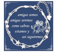 CheersLife Regalos Amigas Originales, Estrella Pulsera Plata Mujer, Regalo Amiga Cumpleaños, Pulsera Amistad, Regalos Para Amigas, Brazalete, Amigo Invisible Regalo Mujer Amiga Hermana Cumpleaño