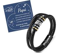 CheersLife Regalos Dia Del Padre Pulsera Papá Regalos Original Día Del Padre Pulsera Ideas de Papa Regalos Cumpleaños Regalos Papá Padre Primerizo 3 Capas Pulsera de Cuero con Tarjeta Te Quiero Papá