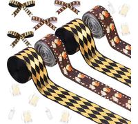 Cheerupp 4 rollos de cintas temáticas de taza de cerveza, cintas de manualidades de 20 yardas para corona, lazos para el pelo, envolver regalos, grogrén negro dorado, revelación de género, cumpleaños