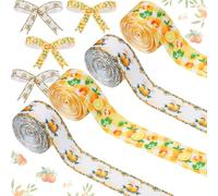 Cheerupp 4 rouleaux de petits rubans à thème mignon, ruban artisanal de 20 yardas pour guirlande, enveloppement d'Arc de cheveux, emballage cadeau, rubán de satén naranja, citrus décoration