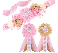 Cheerupp Boho Baby Shower Maternidad Faja Kit con Rosa Neutral Baby Ducha Cinturón de Vientre y Madre para Ser Papá, Pines de Corpiño, Nuevos Padres Embarazo, Accesorios de Foto de Fiesta