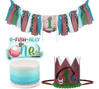 Cheerupp Gone Angeln 1st Geburtstag Dekorationen für Jungen Ofisally Ein Hochstuhl Banner Kuchen Topper und Geburtstag Hut Krone für Angeln Thema erste Bday Party Supplies