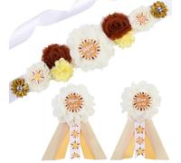 Cheerupp Here Comes The Sun - Kit de faja de maternidad para revelación de género, cinturón de vientre bohemio Sunshine Baby Shower y pines de ramillete para mamá para ser papá, anuncio de embarazo