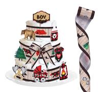 Cheerupp Winter lumberjack capa pastel decoración kit para bebé ducha 5 yardas lumberjack patrón satén banda es chico tarjeta sexo revelar parte decoración suministros