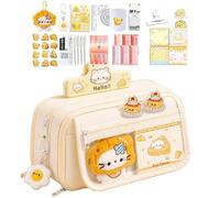 Cheese Cat Pencil Case, Large Capacity School Supplies Organizer Set