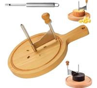Cheese Curler Flower Maker Wheel Slicer, Cheese Curler Wheel with Lid, Stainless Steel Choc Shaver & Cutter with Wooden Base for Girolle Hard Cheeses & Chocolate (without Lid)