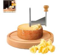 Cheese Curler Flower Maker Wheel Slicer, Stainless Steel Cheese Curler Flower Maker Wheel Slicer with Wooden Base for Cheeses Wheel or Chocolate, Cheeses Shaver for Home, Restaurants, Cafes (1 set)