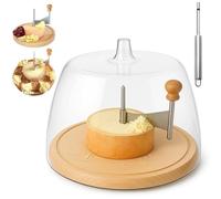 Cheese Curler Flower Maker Wheel Slicer, Stainless Steel Cheese Shaver & Cutter, Handheld Rotary Cheeses Curler Wood Base, for Home, Restaurants, Cafes, And Dessert Shops (A,Lid)