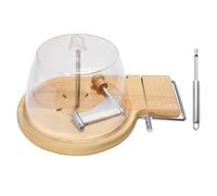 Cheese Curler Rust Proof Flaker, Stainless Steel Curler Wheel with Lid & Punch Tool for Cheese Wheels up to 6 Inches, Wood Base for Revealing Rich Flavor (Multifunctional model)