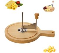 Cheese Curler Wheel - Stainless Steel Cheese Shaver with Wood Base, Multifunctional Slice Design Tools, For Cheeses Wheel and Chocolate Professional Kitchen Tool (B,Without Cover)