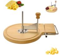 Cheese Curler Wheel - Stainless Steel Cheese Shaver with Wood Base, Multifunctional Slice Design Tools, For Cheeses Wheel and Chocolate Professional Kitchen Tool (C,Without Cover)