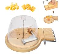 Cheese Curler Wheel with lid and cutting, Cheese Curler Flower Maker Wheel Slicer Sharp Blade - Revealing Its Rich Flavor, Wood Base (B - with cover)