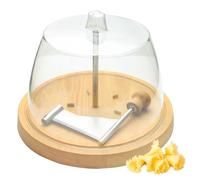 Cheese Curler Wheel with lid and cutting, Cheese Curler Flower Maker Wheel Slicer Sharp Blade - Revealing Its Rich Flavor, Wood Base (A - with cover)