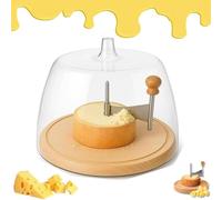 Cheese Curler Wheel with Lid, Cheese Curler Wheel with Wooden Base, Handheld Rotary Cheese Curler Wood Base for Chocolate Curls Dessert Decoration for Parties (Without lid)