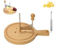 Cheese Curler Wheel with Lid, Stainless Steel Cheese Curler Flower Maker Wheel Slicer with Wooden Base, Rotating Cheeses Shaver for Chocolate Curls Dessert Decoration (Without Lid)