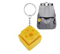 Cheese Keyring Keyboard Clicker Fidget - 2.5cm Cheese Button Keychain | 3D Printed Stress Relief Press Toy - Crisp Sound Portable Anti Stress Gadget | Office Car Travel Focus Toy Pendant Use