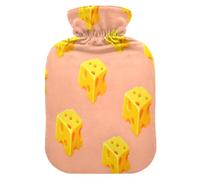 Cheese Pieces - Bolsa de agua caliente con funda de forro polar suave, bolsa de agua caliente para aliviar el dolor de cuello y hombros, terapias frías y calientes, talla L