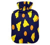 Cheese Pieces - Bolsa de agua caliente con funda de forro polar suave, bolsa de agua caliente para aliviar el dolor de cuello y hombros, terapias frías y calientes, talla L