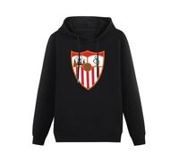 Cheese Scheme Sudadera para Hombre FC Sevilla Estilo Cool con Capucha y Bolsillo Sudaderas Unisex con Estampado Manga Larga con Capucha y Bolsillo Negra, Negro , S
