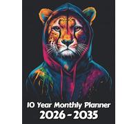 Cheetah 10 Year Monthly Planner: Large 120 Month Sunday to Saturday Calendar | Gift For People Who Love Safari Animals, Cat Lovers | Ideal for ... and Busy Individuals | 8.5 x 11 Inches | v9