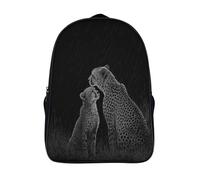 Cheetah And Cub Leopardo in The Rain Bolsa De Escuela De Niño Y Niña,Mochila De Escuela Primaria Con Estampado De Estilo de tablero de rascar Dibujos Niños Adolescentes 16 inch