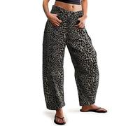 Cheetah Barrel Jeans para mujer, con estampado de leopardo, pantalones de mezclilla para novio, pantalones harén, jeans holgados de tiro medio Y2K, leopardo, M