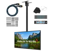 Cheetah Mounts APLCMB Soporte De Techo para Televisores y Pantallas de 32-65" LCD, LED y Plasma Max VESA 684x400 Máximo 75kg Inclinable, Giratorio, y Ajuste de Altura de 45cm con un Twisted Veins Resistente Cable HDMI de 4, 5 m con Ethernet y un Nivel Magnético con 3 Burbujas de 15 cm