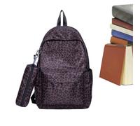 Cheetah Print Bookbag Small Purse - Attached Zipper Closure Bag Cheetah Bag | Cheetah Print School Bag for Men Women Teen Girls Students | Boys Travelers College Classes Casual Weekend Cheetah Print Bag