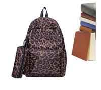 Cheetah Print Bookbag Small Purse - Attached Zipper Closure Bag Cheetah Bag | Cheetah Print School Bag for Men Women Teen Girls Students | Boys Travelers College Classes Casual Weekend Cheetah Print Bag