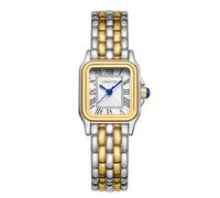 CHEETAH Reloj Analógico de Cuarzo Pequeño ara Mujer con Pulsera Vintage, Caja Rectangular, Esfera Romana, Reloj de Pulsera Digital Resistente al Agua para Mujeres y Niñas - Plata Oro Blanco