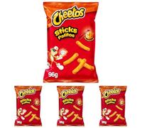 Cheetos Rizos, Producto de Aperitivo hinchado, Snack sabor a Queso y ketchup, bolsa individual, 96gr (Paquete de 4)