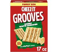 Cheez-It Grooves Cheese Crackers, Crunchy Snack Crackers, Lunch Snacks, Sharp White Cheddar, 17oz Box (1 Box)