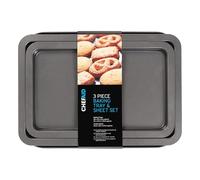 Chef Aid Bandeja de acero al carbono con 3 bandejas antiadherentes, 33,5 x 22 cm y 37 x 25 cm con la bandeja de horno de 35 x 22 cm
