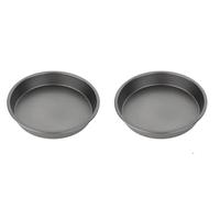 Chef Aid Juego de 2 moldes redondos antiadherentes para hornear con base fija, acero al carbono duradero, fácil de limpiar, ideal para bizcochos, tartas de queso y postres, color gris