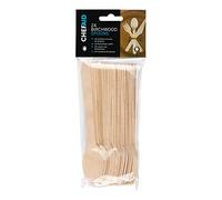 Chef Aid Juego de 24 cucharas de madera, sostenibles y elegantes cubiertos de madera de abedul para picnics, fiestas, bodas y más, biodegradables y compostables, resistentes y duraderos, sin productos