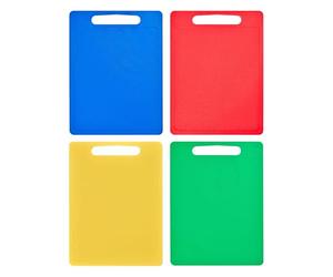 Chef Aid Juego de tablas de cortar multiusos, superficie antideslizante, fácil de limpiar y apta para lavavajillas con asa, paquete de 4 tablas de cortar cada una de 40 x 30 cm