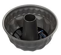 Chef Aid Molde estriado antiadherente para tartas con revestimiento antiadherente, ideal para pan horneado casero o centros de mesa con patrón fluido, medida interna de 22,5 cm de diámetro, color gris