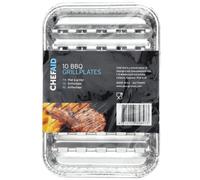 Chef Aid Set de bandejas de aluminio para barbacoa con 10 bandejas pequeñas 10x14 y 14x21 cm perforadas para una distribución uniforme del calor para carne pescado verduras y guarniciones