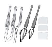 Chef Art Pencil Chef Decoración Lápiz Cuchara de Chef, Juego de Herramientas de Dibujo Culinario Pinzas para Alimentos, Raspadores de Masa Juego de Placas de Plástico para Decoración Culinaria