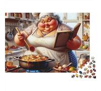 Chef Cocinando Cartoon Puzzle de 1000 Piezas Papel para Adultos Escena Acogedora de Cocina Puzzle para Toda la Familia Relajación Decoración Regalo 70x50cm/1000pcs