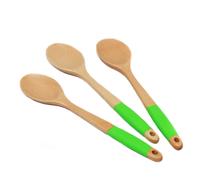 Chef Craft Premium Silicone Handle Wooden Spoon Set 14 inch Green