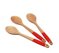 Chef Craft Premium Silicone Handle Wooden Spoon Set 14 inch Red