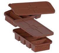CHEF CUBES Recipiente almacenamiento bandeja de congelación de silicona con 4 compartimentos para congelar comida. Organizador para congelador extragrande para porciones perfectas (Terracota)