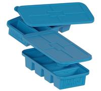 CHEF CUBES recipiente almacenamiento bandeja de silicona con 4 compartimentos para congelar comida. Organizador para congelador extragrande para porciones perfectas (Acqua)