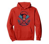 Chef de Estrellas Sudadera con Capucha, Unisex para Adultos, Rojo, XL