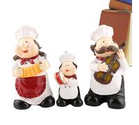 Chef Decor - Divertidas figuras sonrientes de 3 piezas - de chef, para comedor, , restaurante, habitación, hogar, despensa temática