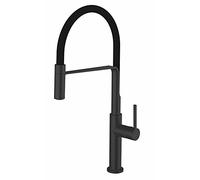 Chef - Grifo de cocina monomando repisa, caño flexible, sistema de ahorro energético coldopen, color negro