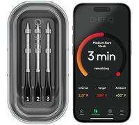 CHEF iQ Sense Smart - Termómetro inalámbrico para carne con 3 sondas ultrafinas, rango ilimitado Bluetooth, termómetro digital de alimentos para monitoreo remoto de parrilla de barbacoa, horno