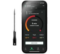Chef iQ Termómetro inteligente complemento n.º 2, habilitado para Bluetooth/WiFi, permite monitorear dos alimentos a la vez, para parrilla, horno, ahumador, freidora de aire, estufa, se debe utilizar